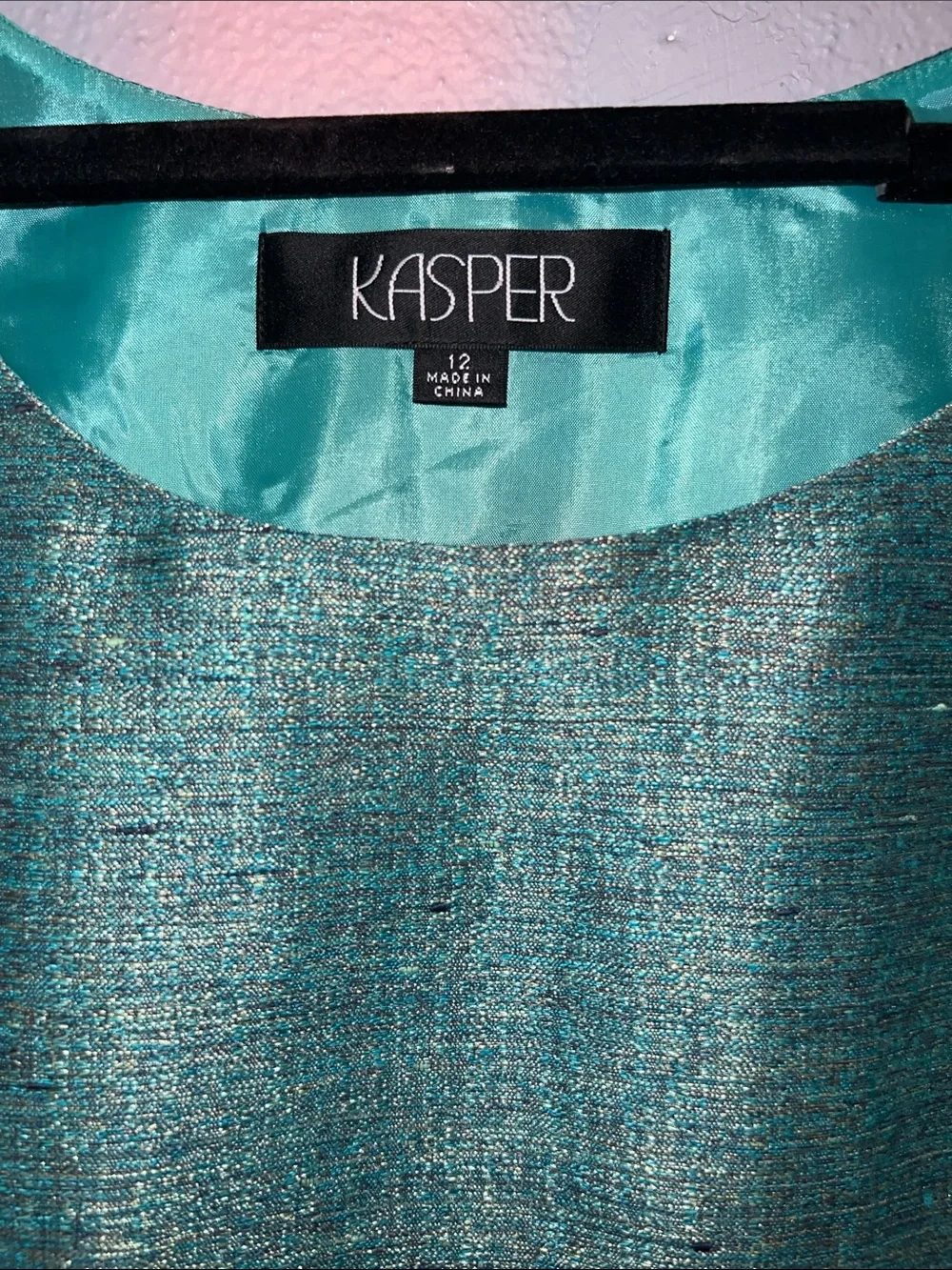Kasper Metallic Teal Pencil Skirt Set